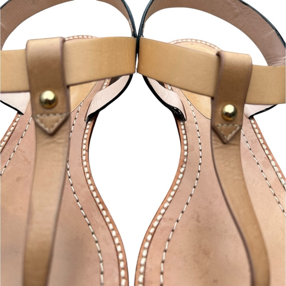 Kate Spade Sky Flat Sandals 9 Luggage Natural Black Vachetta Coastal Boho - Picture 3 of 9